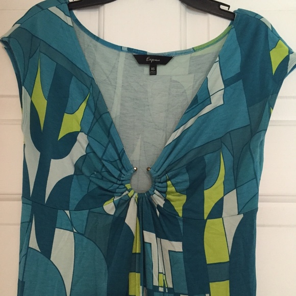 Express Geometric Design V-Neck Dress- XS - Picture 2 of 5